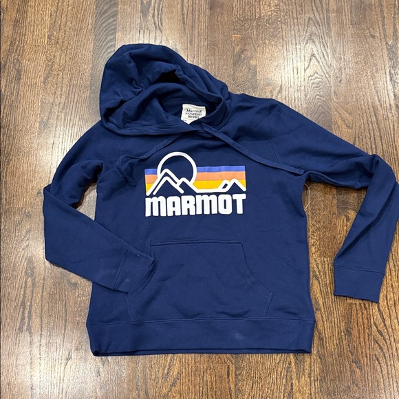 Marmot Navy Hoodie with Vibrant Logo medium - Picture 1 of 6